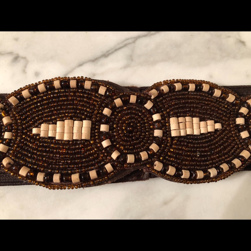Anthropologie NWT Leather and Bead Belt